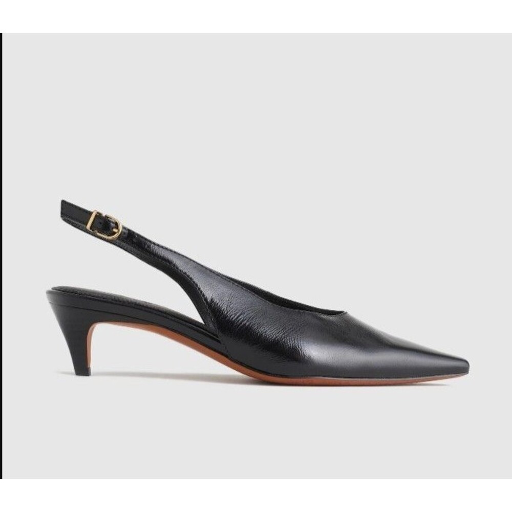 NEW Madewell Emilie Slingback Kitten Heel 100% Leather Shoes True Black Size 7